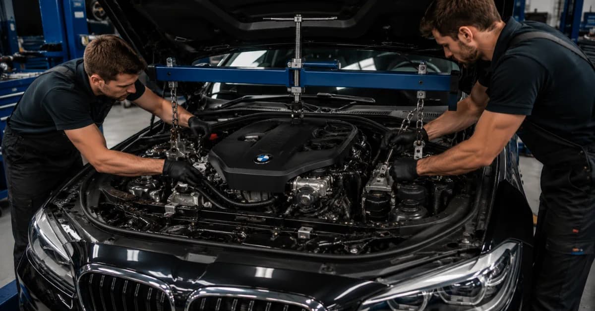 BMW Engine Mount Replacement in Abu Dhabi at the Exotic Auto Services workshop in Musaffah, Abu Dhabi